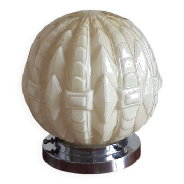 Lampe Art Déco globe en verre coloré authentique XXème