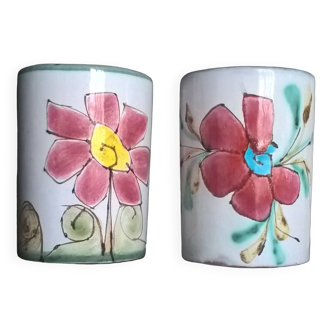 Hand-painted ceramic mugs signed by the artist