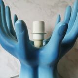 Blue ceramic hand lamp
