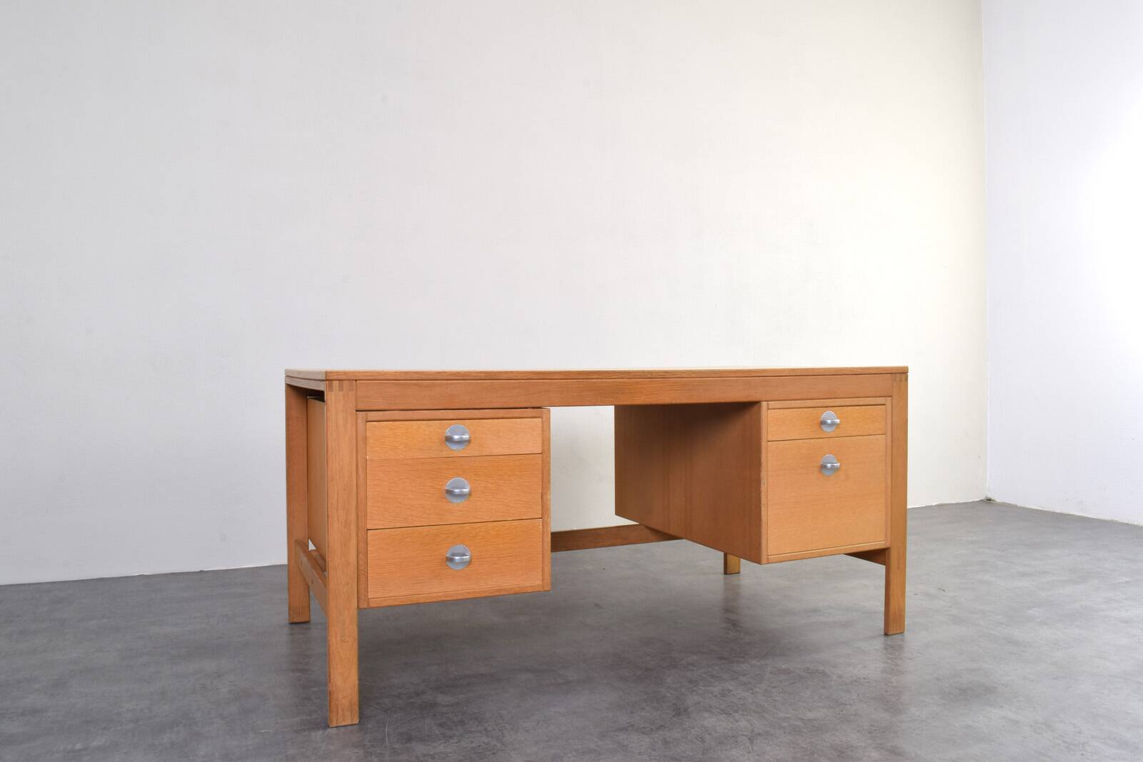Mid-Century Oak Desk by Chr. Rasmussen for Randers Møbelfabrik, 1970s.
