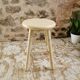 Vintage stool in cream white patinated wood