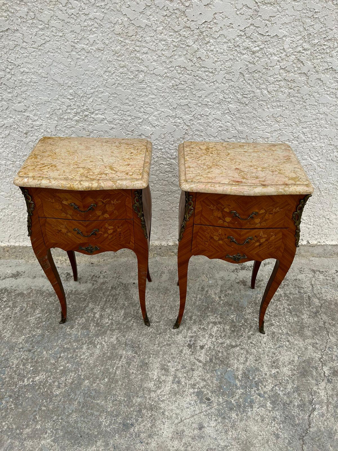 Pair of Louis XV style bedside tables in rosewood
