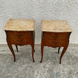 Pair of Louis XV style bedside tables in rosewood