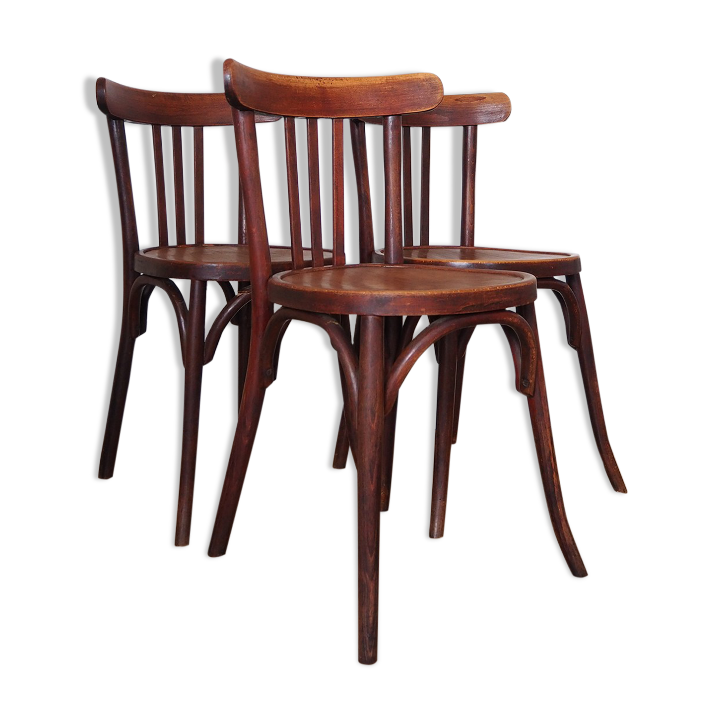 Set of wooden bistro chairs, vintage