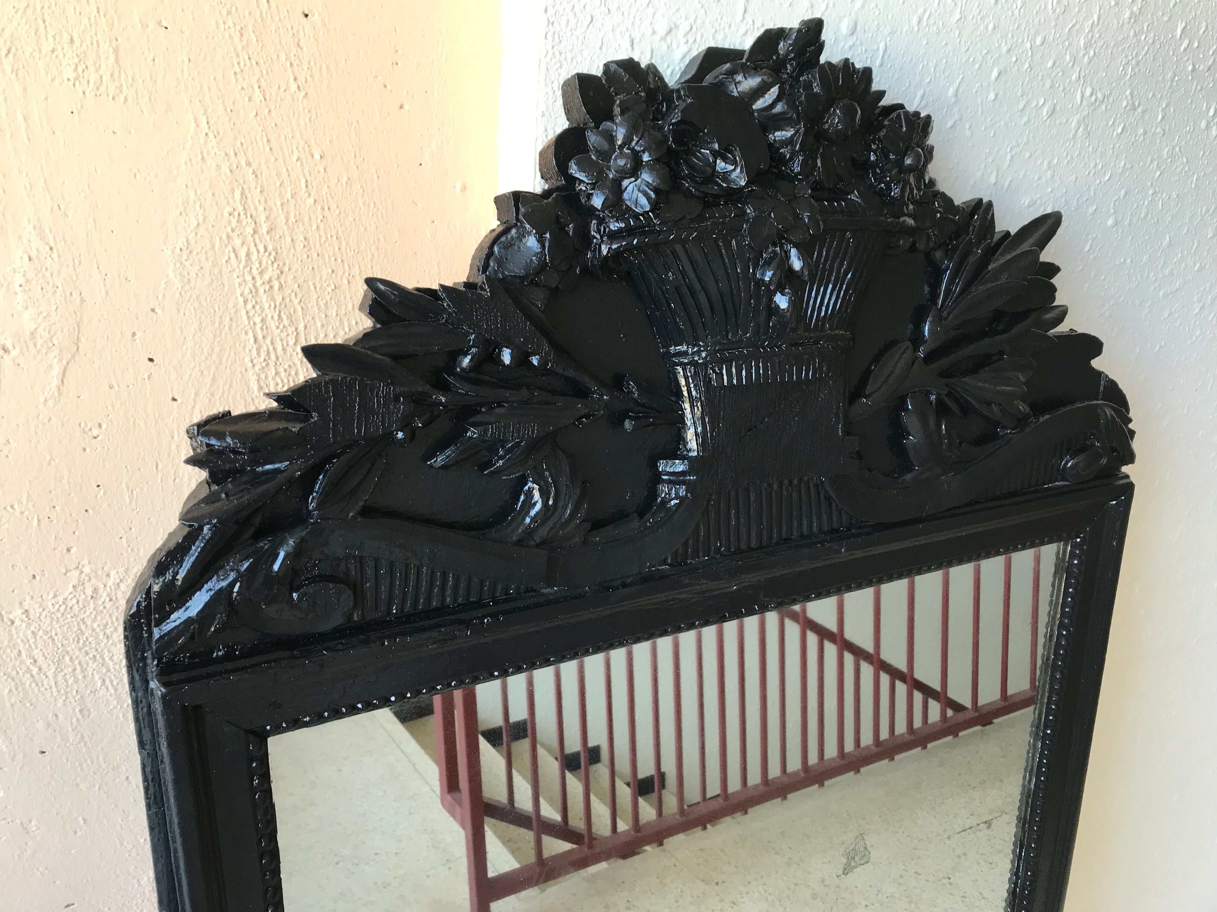 Antique mirror painted black, 143x82 cm