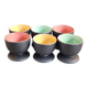 Set of 6 black and colored ceramic egg cups