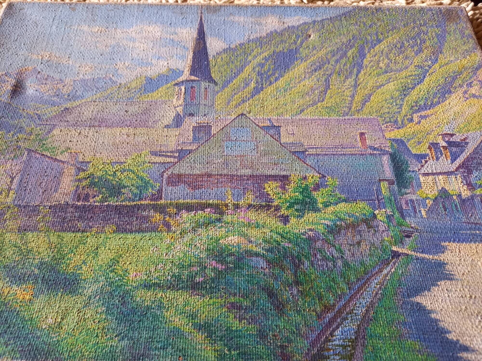 Tableau huile Sur toile (intitulé matin de septembre à Saint mamet de luchon)