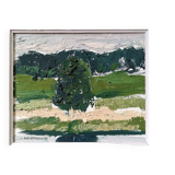 Mid-Century Modern "Green Grove", Vintage Swedish Landscape Oil Painting, Framed