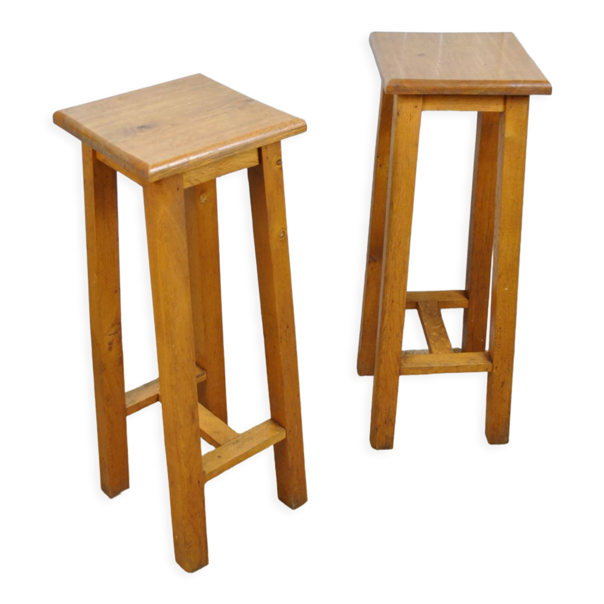 Pair of bar stools in oak 1950