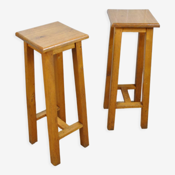 Pair of bar stools in oak 1950