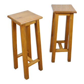 Pair of bar stools in oak 1950