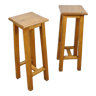 Pair of bar stools in oak 1950