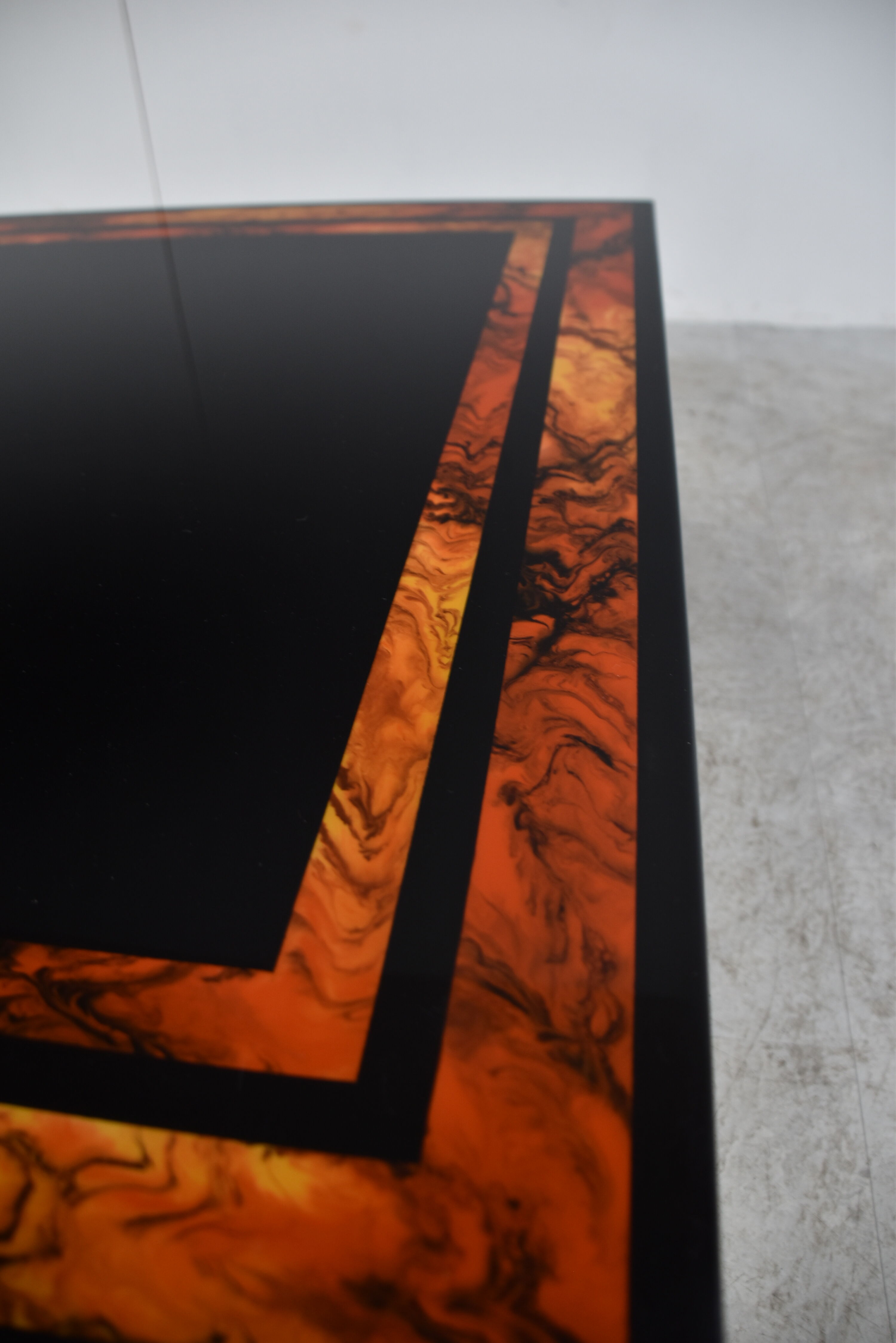 Vintage burl wooden coffee table, 1980s