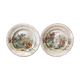 Faience of Longwy xix th 2 plates décor hunting dog and hare game