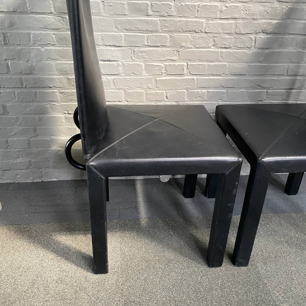 PAIR BLACK LEATHER ARCALLA CHAIRS FOR B&B ITALIA BY PAOLO PIVA - 1990'S