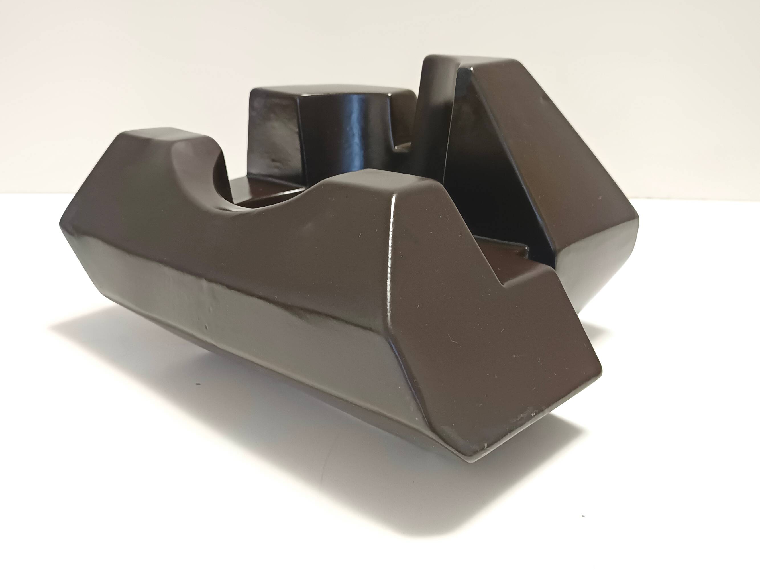 Brown Glazed Ceramic Trinket Bowl or Sculpture, Italy