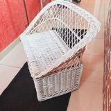 Banc coffre en rotin blanc