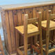 Rustic solid wood bar counter with 4 matching stools – wine rack & storage