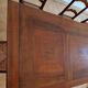 Marquetry wooden dining table with its 6 chairs.