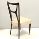 Set of Six Ebonized Beech Dining Chairs with Ivory Skai Upholstery, Italy