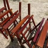 Lot of 6 foldable chairs in solid teak Roland Vlaemynck