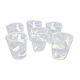 6 glasses old bird motif H 8 cm