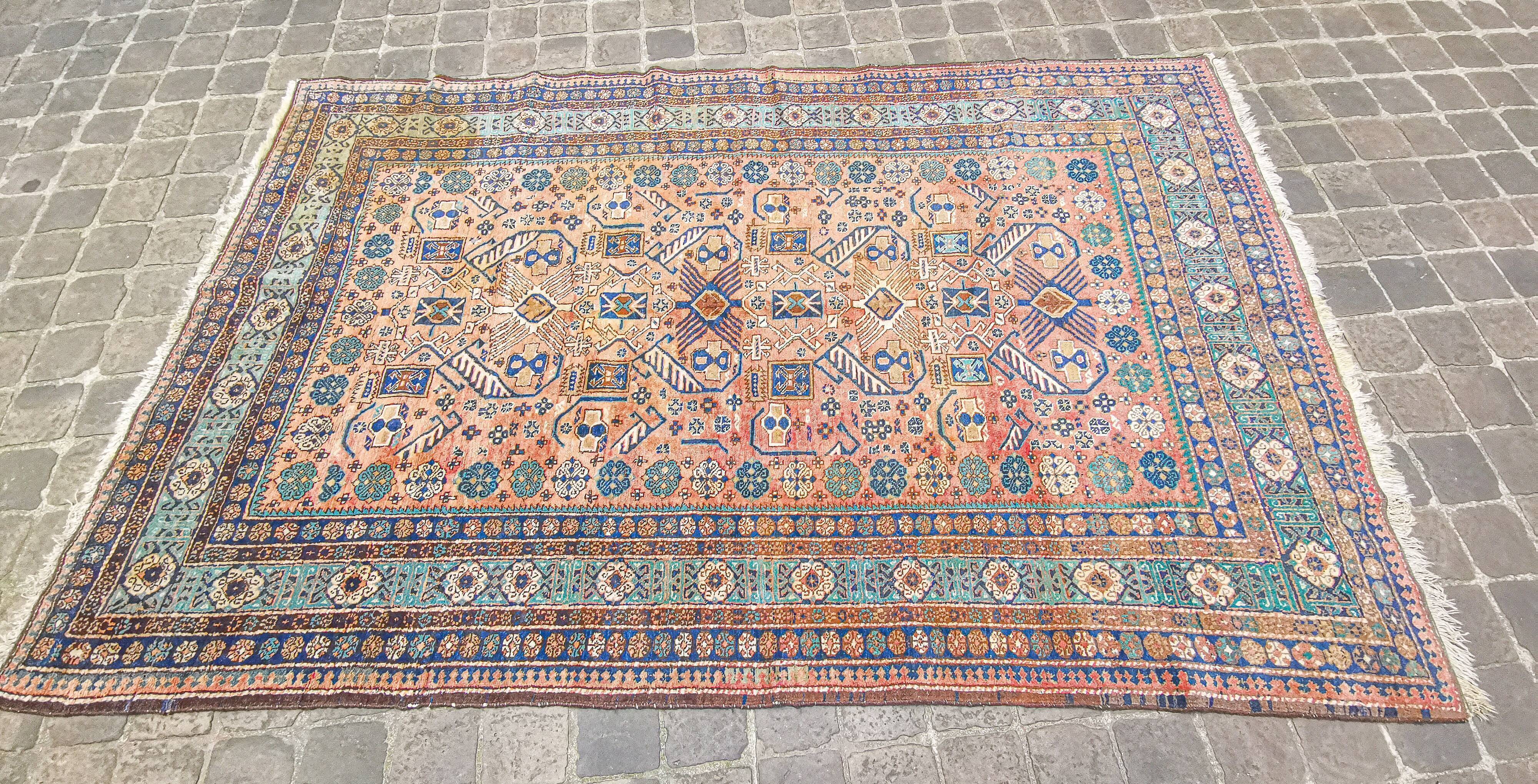 Ardebil vintage handmade Persian oriental rug 252 x 166 cm