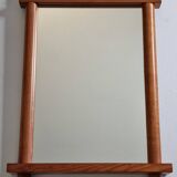 Vintage wall mirror in light pine, “Les Arcs” style, 48 x 68 cm