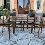 4 Scandinavian black leatherette chairs