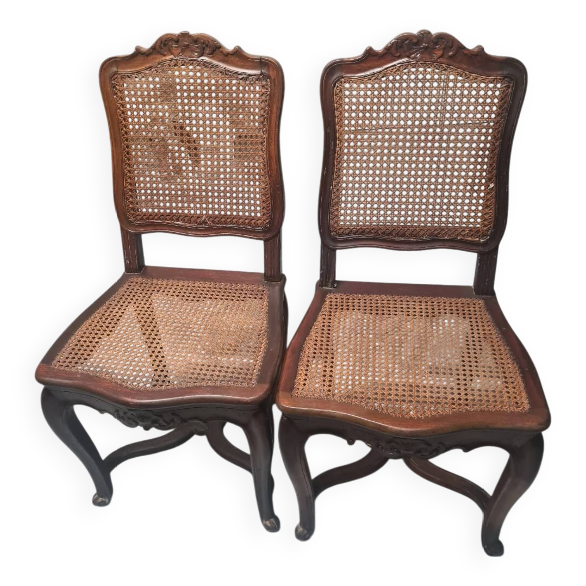 Pair of waxed Louis X period chairs