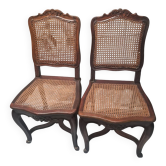 Pair of waxed Louis X period chairs