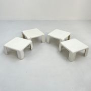 Set of 4 white "Quattro Gatti" side tables by Mario Bellini for C&B Italia, 1960