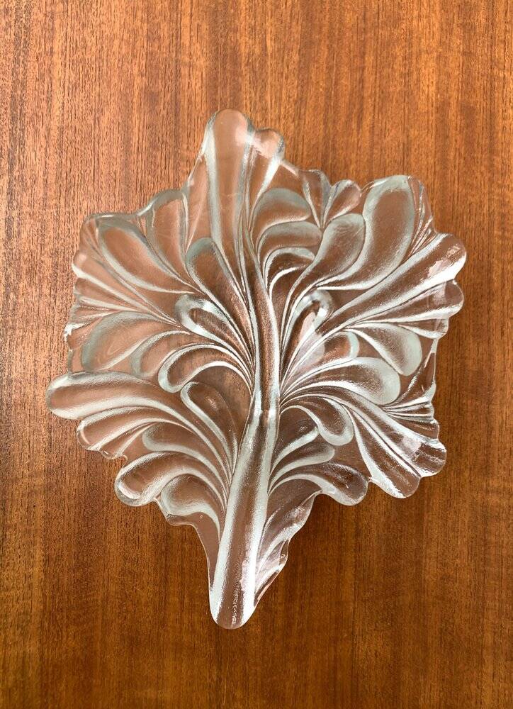 Heavy vintage German floral glass bowl by Walther Glas, 1970s.