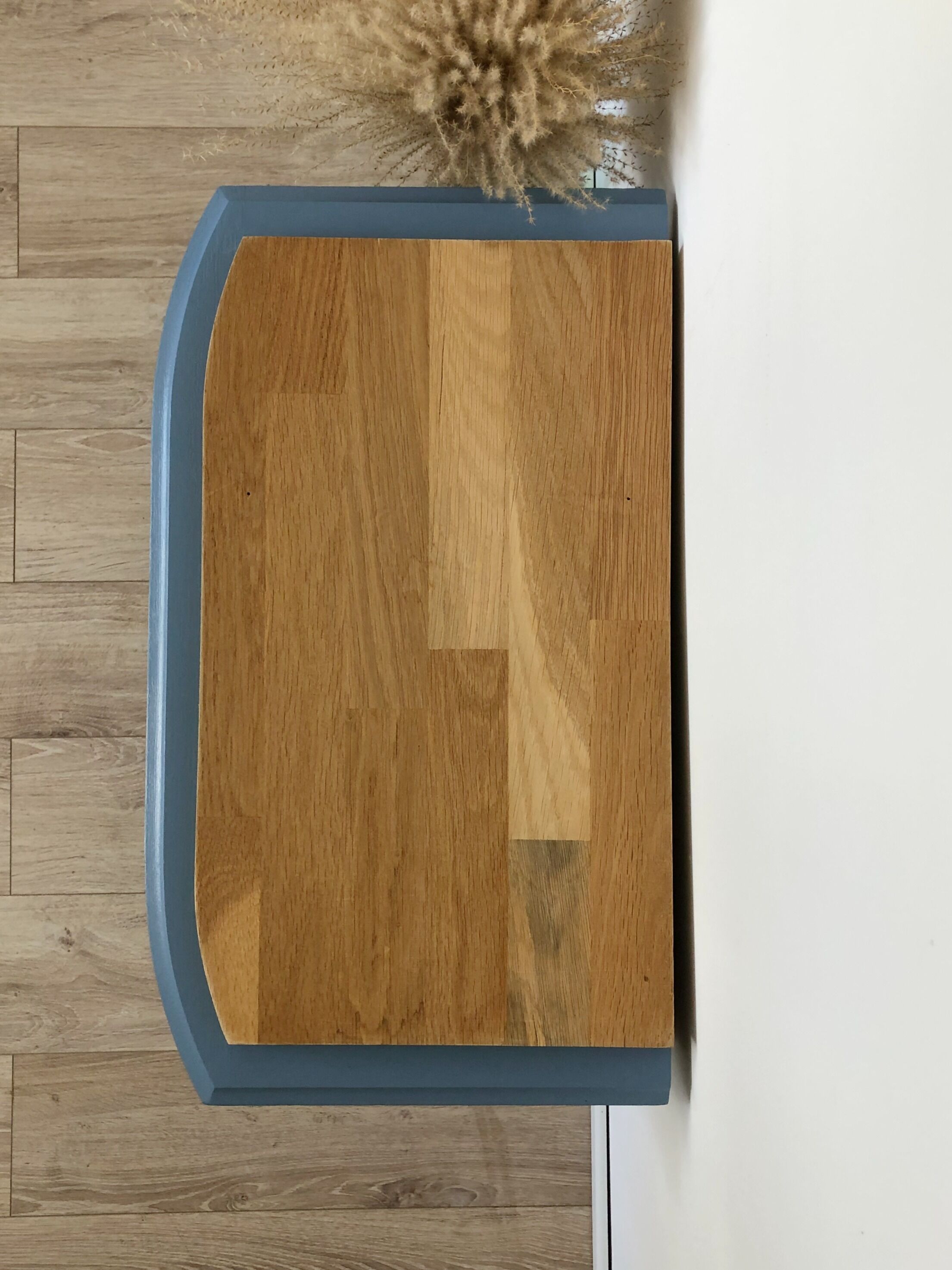 Vintage bedside table bleu de nîmes and oak