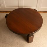 Circular tripod coffee table in oak - 70s