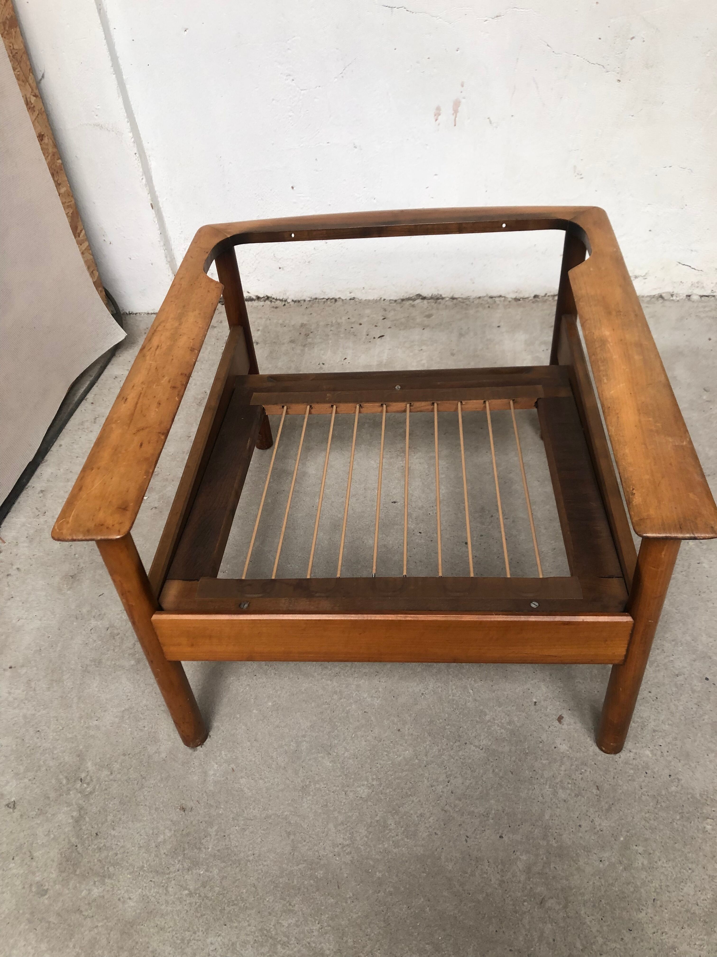 Scandinavian armchair in gray fabric from the 60s