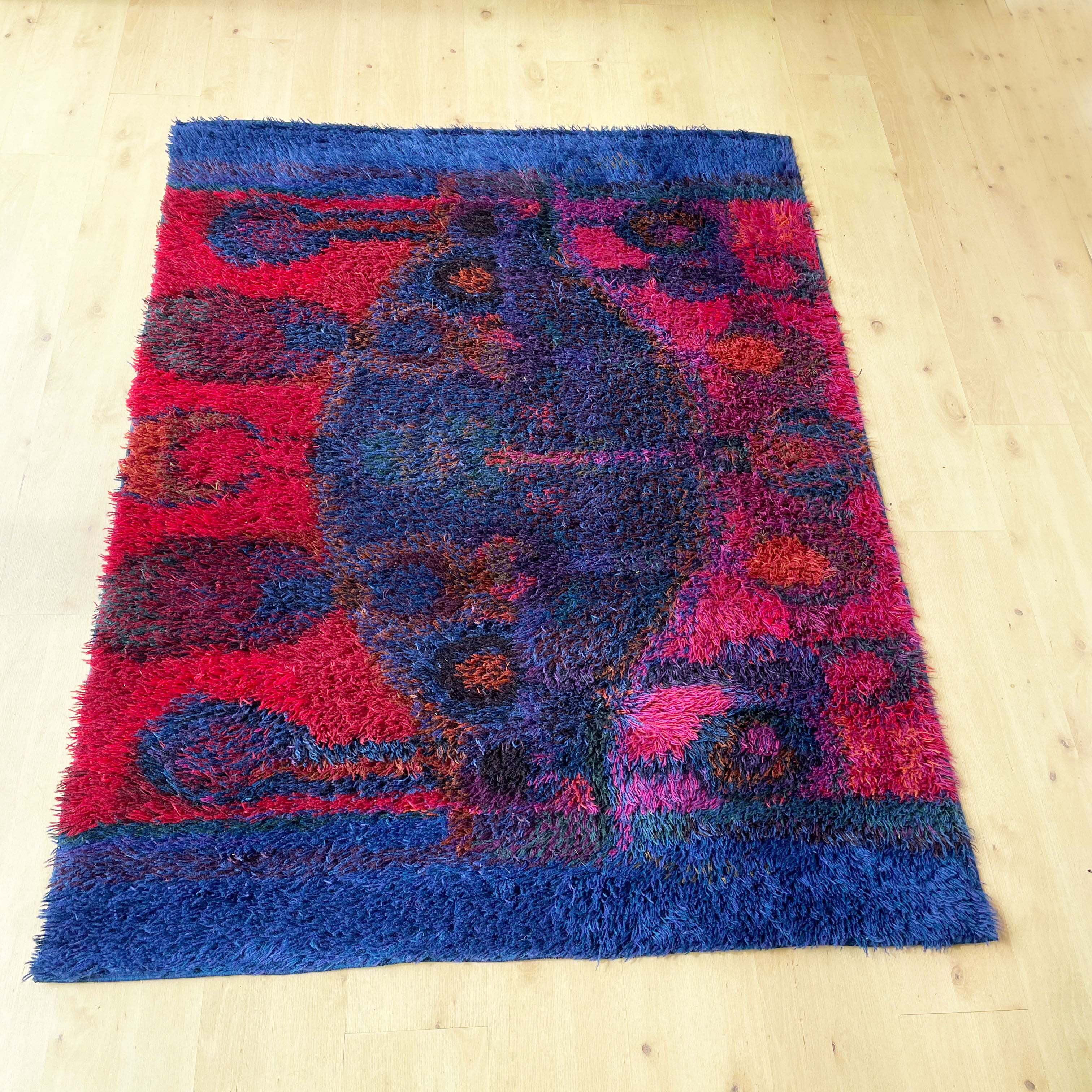 Original scandinavian rya rug by oili mäki for finnrya oy ab, finland