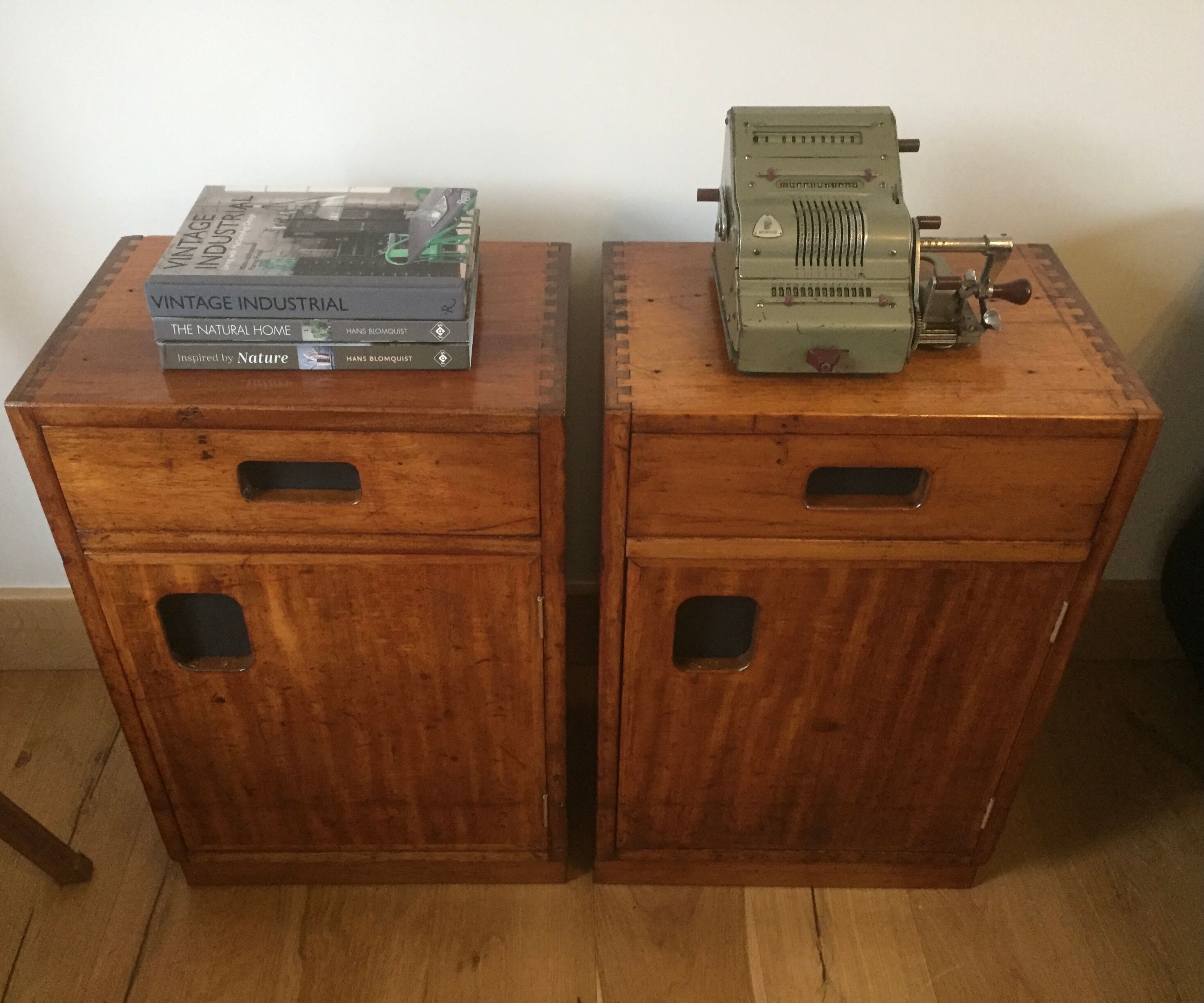 Pair of Iroko Science Lab Cupboards from 1950