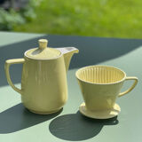 Yellow ceramic Melitta coffee maker and filter holder