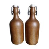 Lot of 2 old bottles in glazed stoneware