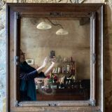 Art deco mirror in varnished wood, 1930s