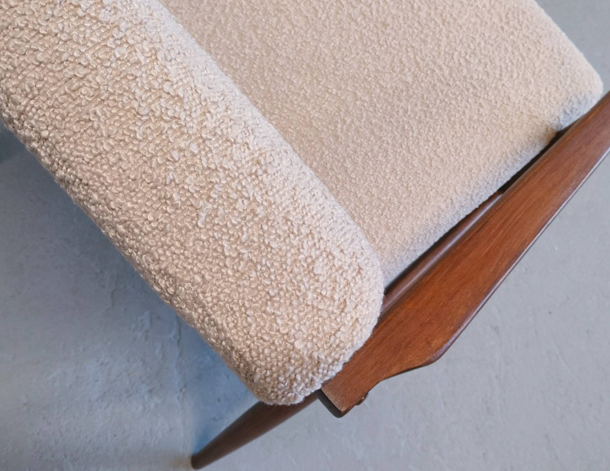 1960 Henryk Lis Mid Century Armchair in Beige Boucle