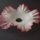 French Vintage 1930s Patterned Pink And White Frilled Glass Shade
