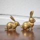 Pair of brass rabbit, rabbit statue, brass animal, rabbit figurine, collection, rabbit, brass rabbit