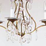 Old French chandelier in gilded brass with tassels