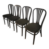 Set of 4 Vintage Black Wooden Dining Chairs: STOL Kamnik, 70s, Yugoslavia