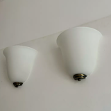 Vintage Vianne glass wall lamps, opaline and brass, Domec France 1970