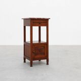 Art Deco Wood and Terracotta Marble Top Nightstand, France 1920s