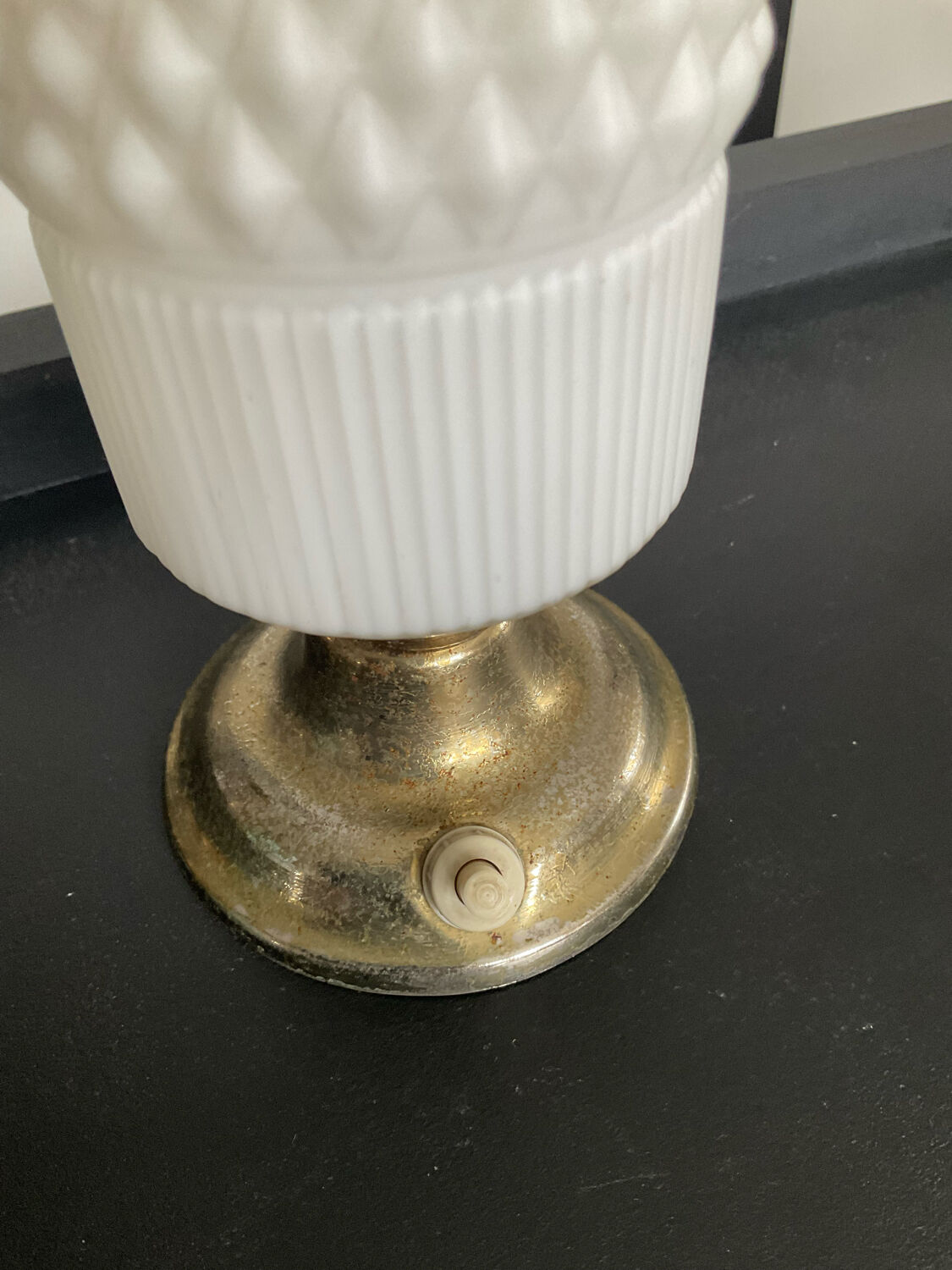 Vintage lamp in opaline and metal from the 50s
