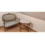 Gilded wood living room set and pedestal table